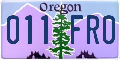 OR license plate 011FRO