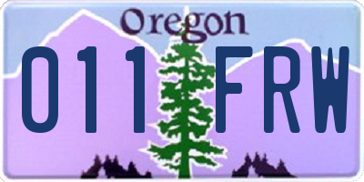 OR license plate 011FRW