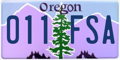 OR license plate 011FSA