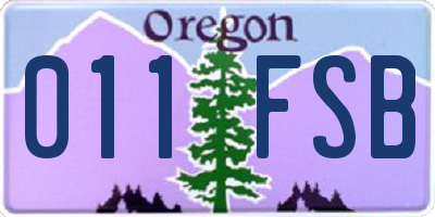 OR license plate 011FSB