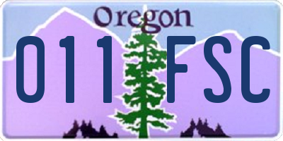OR license plate 011FSC