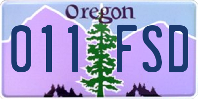 OR license plate 011FSD