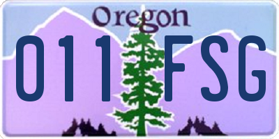 OR license plate 011FSG