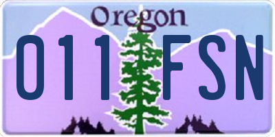 OR license plate 011FSN