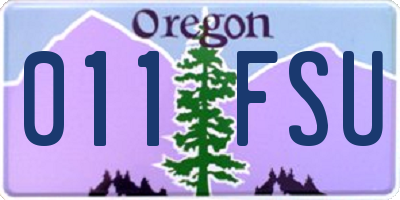 OR license plate 011FSU