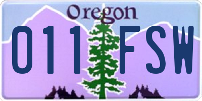 OR license plate 011FSW
