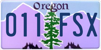 OR license plate 011FSX
