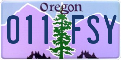 OR license plate 011FSY