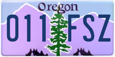 OR license plate 011FSZ