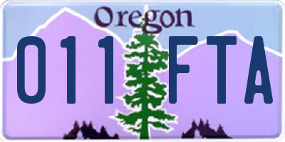 OR license plate 011FTA