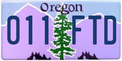 OR license plate 011FTD