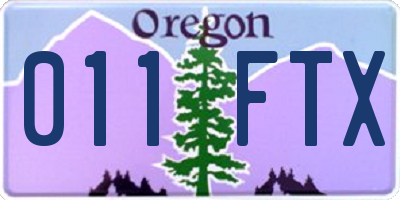 OR license plate 011FTX
