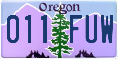 OR license plate 011FUW