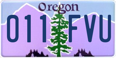 OR license plate 011FVU