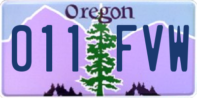 OR license plate 011FVW