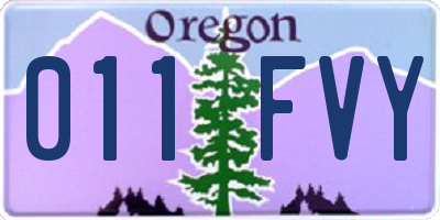 OR license plate 011FVY