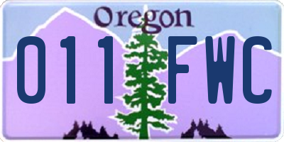 OR license plate 011FWC