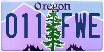 OR license plate 011FWE