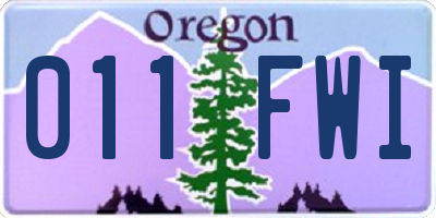 OR license plate 011FWI