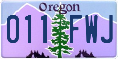 OR license plate 011FWJ