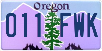 OR license plate 011FWK