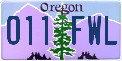OR license plate 011FWL