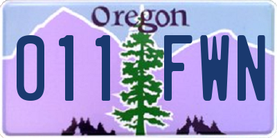 OR license plate 011FWN