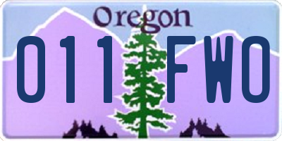 OR license plate 011FWO