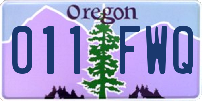 OR license plate 011FWQ