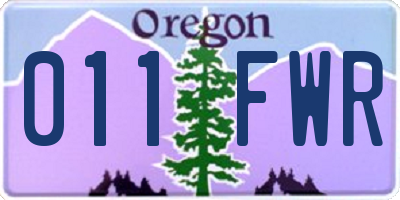 OR license plate 011FWR