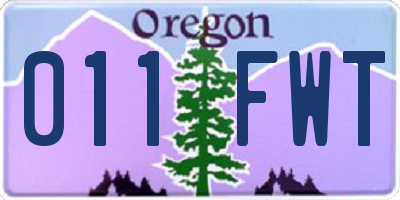 OR license plate 011FWT
