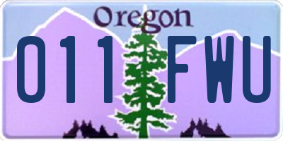 OR license plate 011FWU