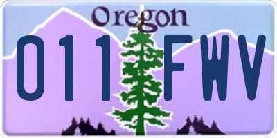 OR license plate 011FWV