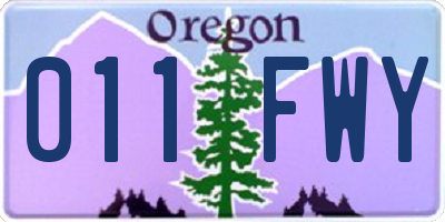 OR license plate 011FWY