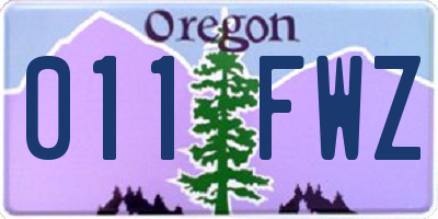 OR license plate 011FWZ