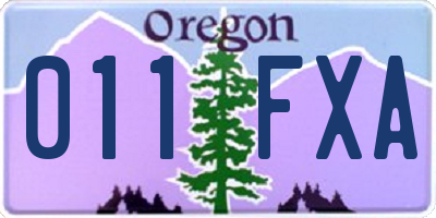OR license plate 011FXA