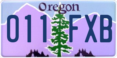 OR license plate 011FXB