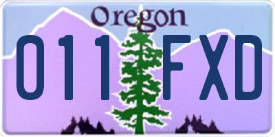 OR license plate 011FXD