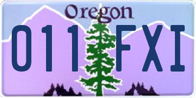 OR license plate 011FXI