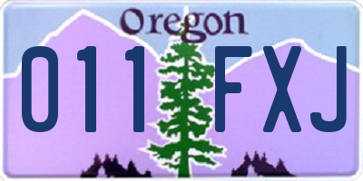 OR license plate 011FXJ