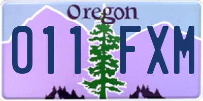 OR license plate 011FXM