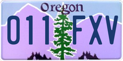 OR license plate 011FXV