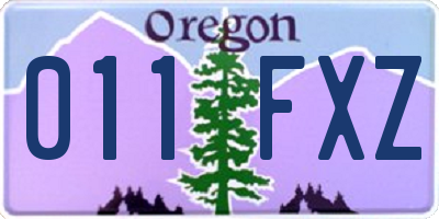 OR license plate 011FXZ