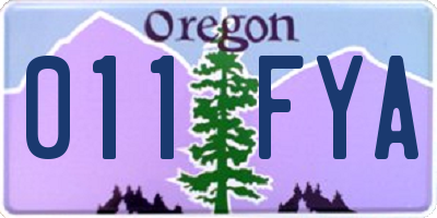 OR license plate 011FYA