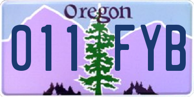 OR license plate 011FYB