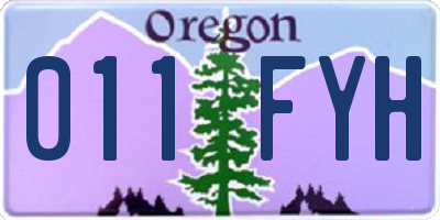 OR license plate 011FYH