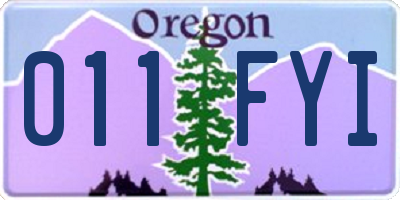 OR license plate 011FYI