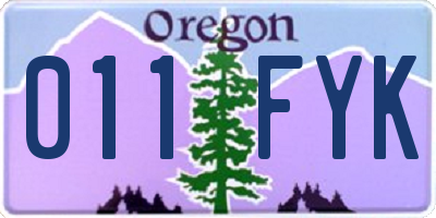 OR license plate 011FYK