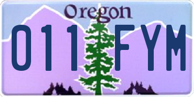 OR license plate 011FYM