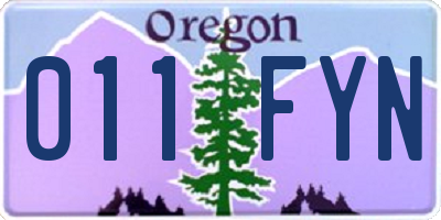 OR license plate 011FYN